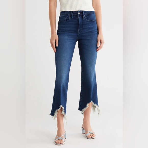 GOOD AMERICAN $189 Good Legs Cropped Mini Bootcut Stretch-Denim Jeans - Picture 5 of 5